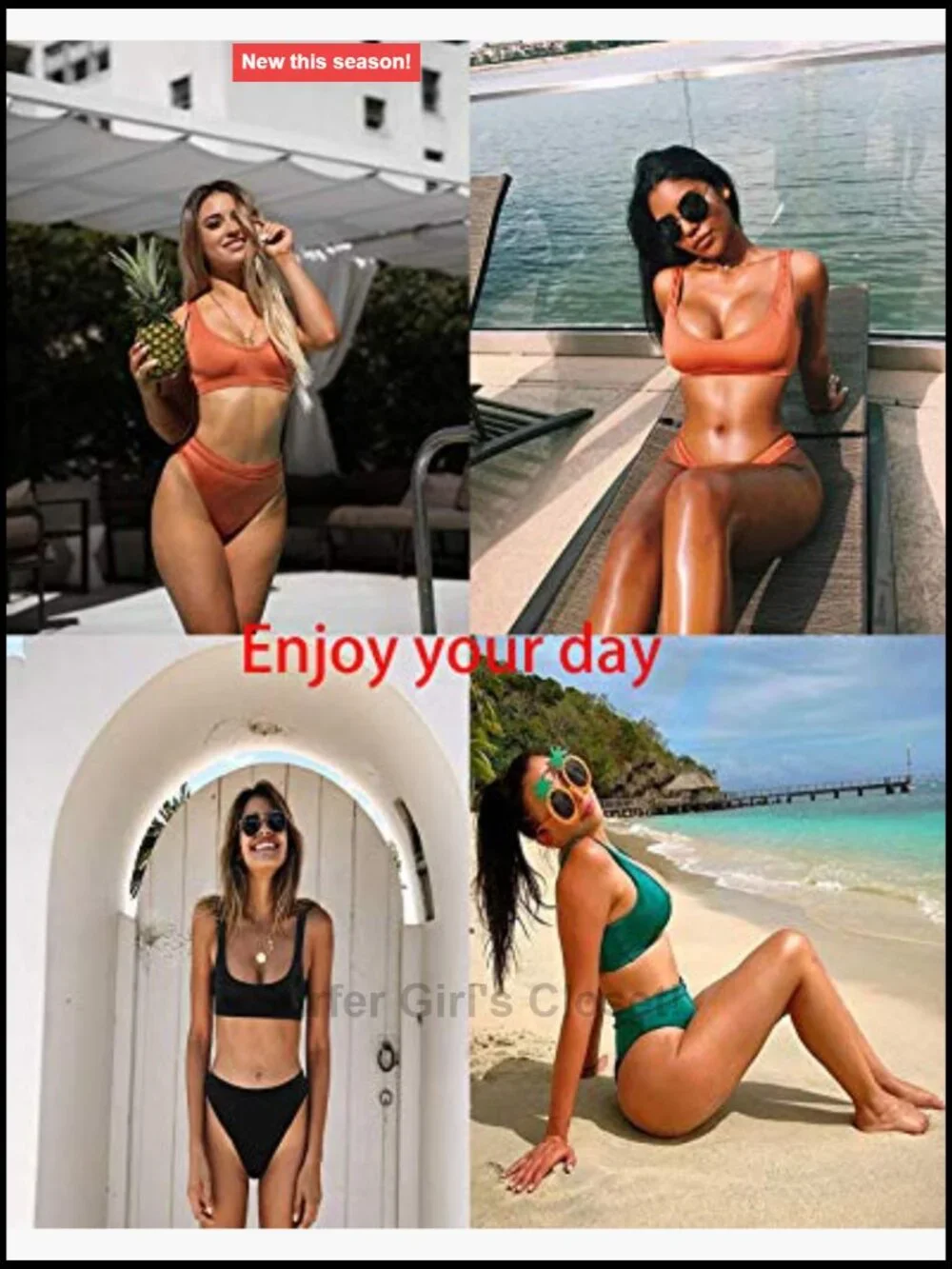 High Waisted Swimsuit Crop Top Cheeky Two Piece Bikini